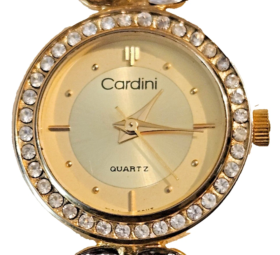 Reloj para mujer CARDINI vintage con estrás tachonado enchapado en oro bisel con joyas Foto 2 de 4