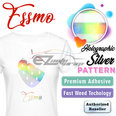 Essmo Holographic Silver Pattern Heat Transfer Vinyl HTV T-Shirt Iron Press SP16