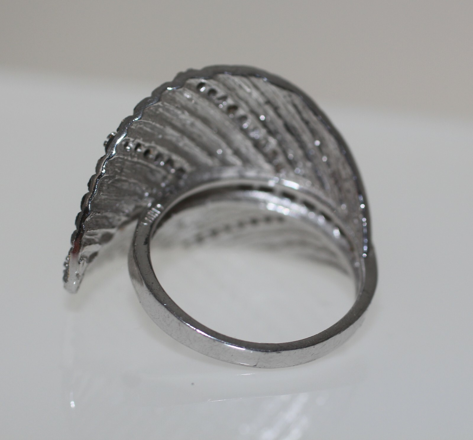 Vintage Statement 925 CZ Fall leaf ring two tone - image 5