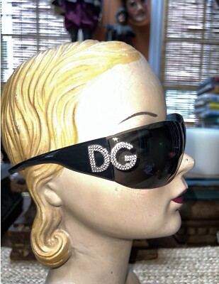 VINTAGE Dolce Gabbana BLACK DG Rhinestone Sunglasses DG 6036-B