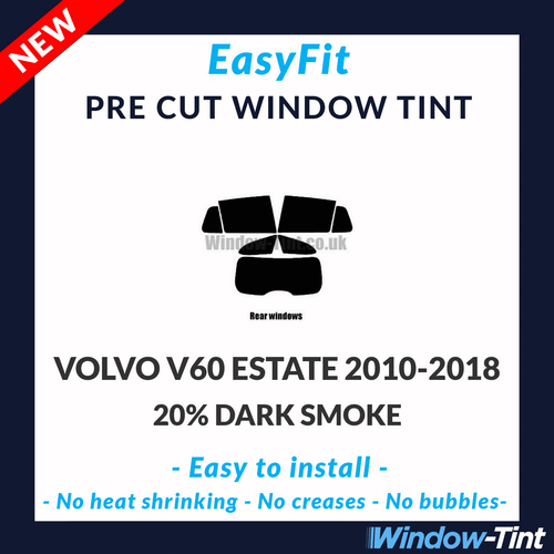 EasyFit Static Pre Cut Window Tint For Volvo V60 Estate 2010-18 - 20% Dark Rear - Picture 1 of 3