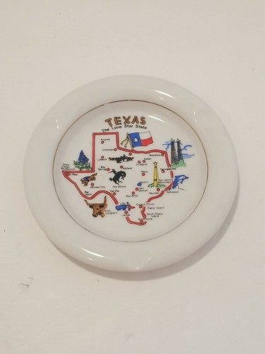 TEXAS The Loan Star State ash tray - 5.5" Round - tecas flag and state outline - Picture 2 of 4