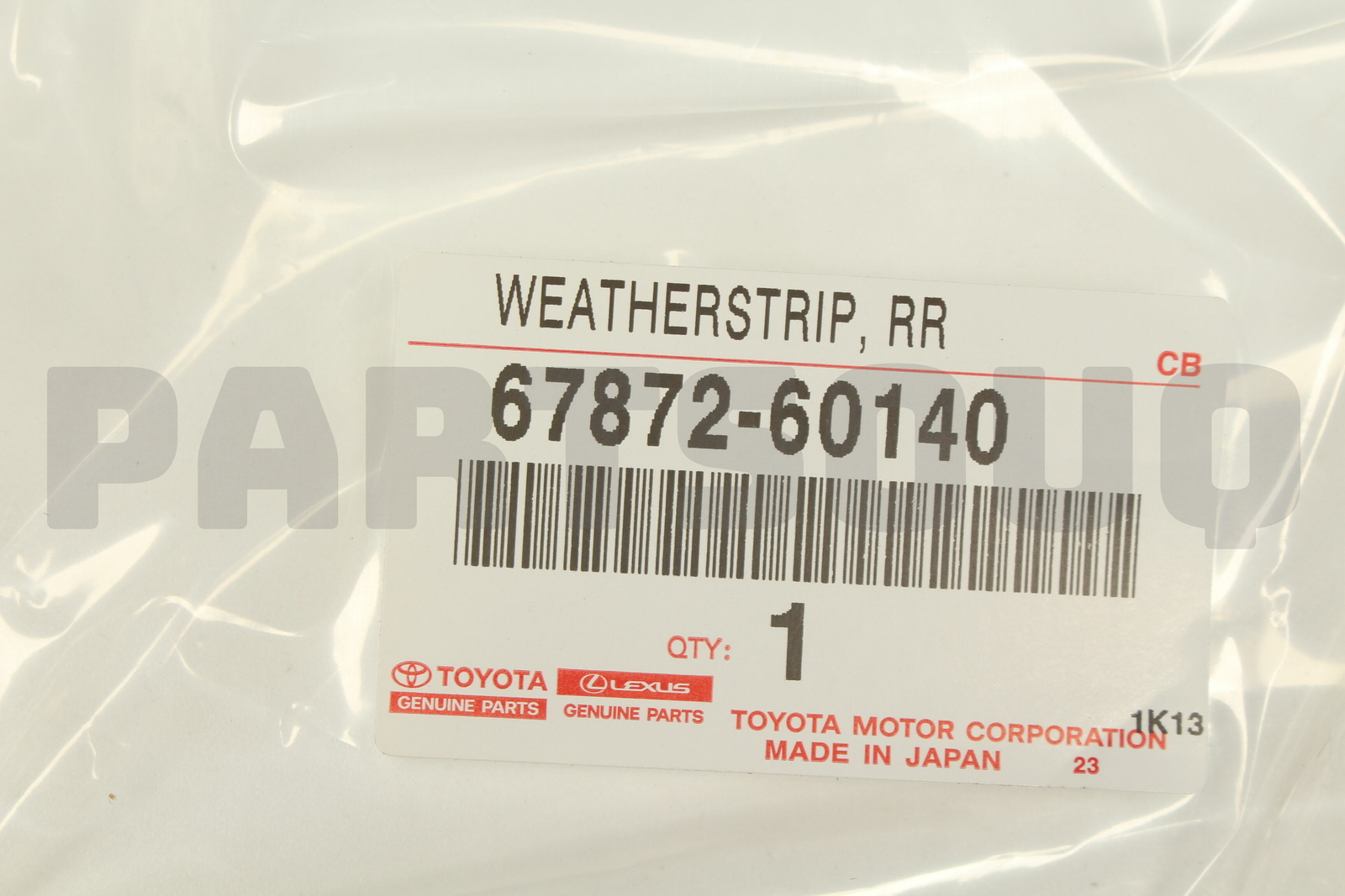 6787260140 Genuine Toyota WEATHERSTRIP RR 67872-60140 | eBay