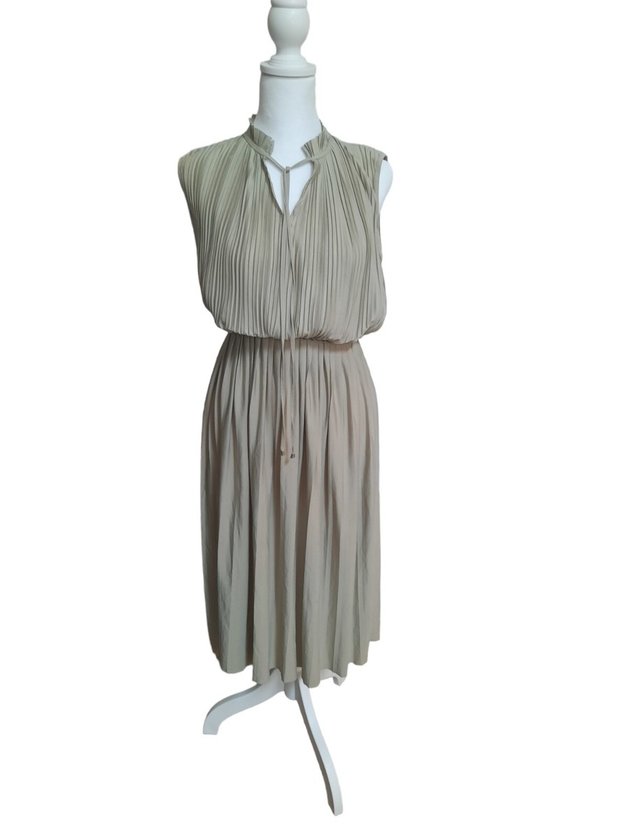 h&m grey pleated dress Women's Light dusty turquoise Tie-detail pleated dress