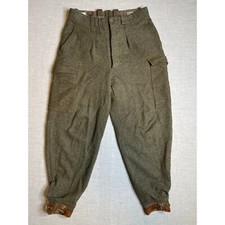 Vintage 1940s Swedish Crown WWII Wool Army Cargo Pants 40s Trousers C48 30x29