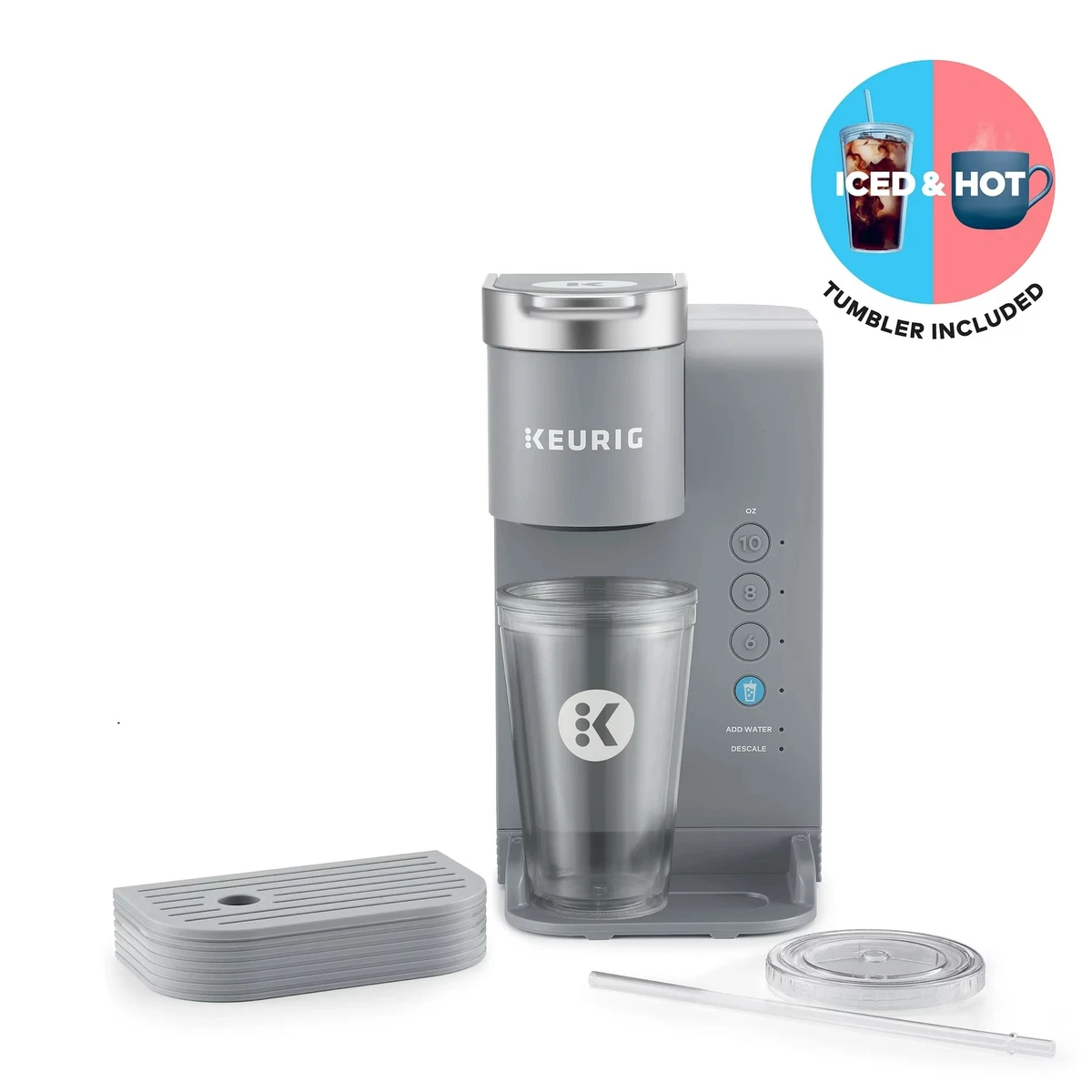 Keurig K-Iced Essentials Gray Iced and Hot Single-Serve K-Cup Pod