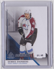 2014-15 UD SP GAME USED TRUE ROOKIE 1/45 DENNIS EVERBERG #183 COLORADO AVALANCHE