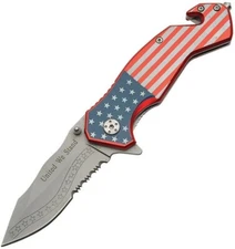 New Rite Edge USA Flag Linerlock Folding Pocket Knife 300235US