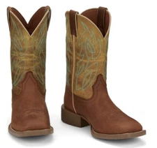 Men's 11 D Justin SE7515 Canter 11" Brandy Brown Square Toe Cowboy Boots