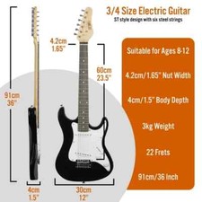 3rd Avenue 3/4 Size Electric Guitar Pack - Black