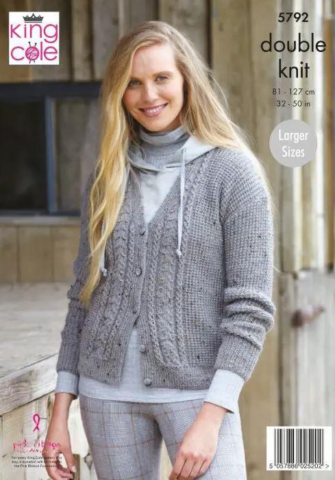 King Cole Women's Homespun Dk Knitting Pattern 5792, Cardigans, Waistcoats For 32 - 50 Inches - Image 2