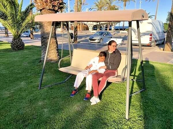 Balancin jardin columpio de exterior sofa de aluminio y texteline