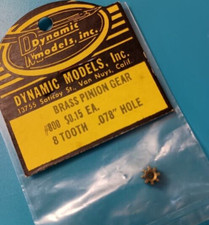 NEW OLD STOCK DYNAMIC MODELS, INC. 8 TOOTH .078" HOLE BRASS PINION GEAR