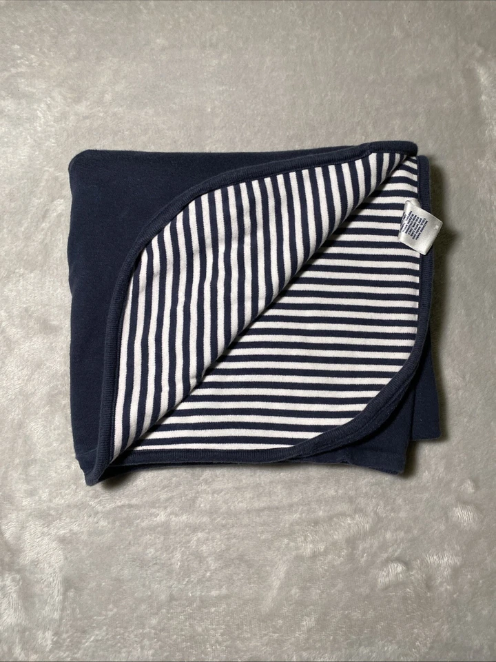 Двустороннее винтажное сине-белое полосатое одеяло Baby Gap для парусной лодки 2001 милое - Изображение 2 из 4