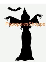 Witch Stencil Large 12" Halloween Curse Chanting Ritual Bat