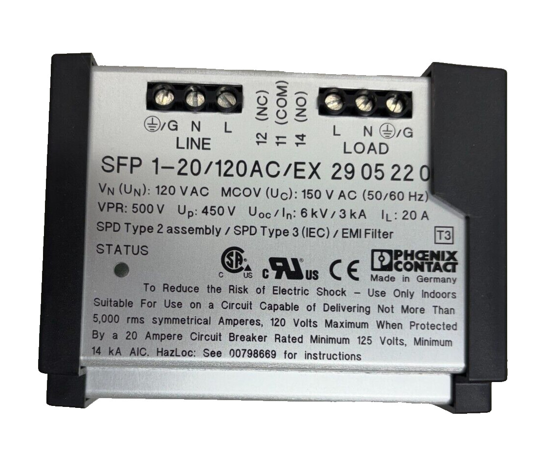 PHOENIX CONTACT SFP 1-20/120AC/EX EMC FILTER SURGE PROTECTION DEVICE