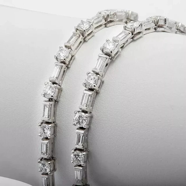 14K White Gold Plated Women's Tennis Necklace 22Ct Round Lab Created Diamond 18
