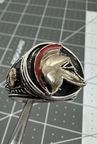 Vintage Artisan Sterling Gold Filled Spartan Warrior Helmet Ring Size 10.25! - Picture 1 of 14