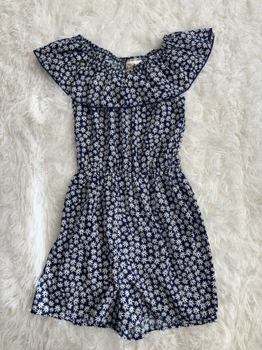 Jenna & Jessie Girls Sz. 7 Blue Floral Romper. Pretty, Soft, Exc. Condition - Picture 2 of 9