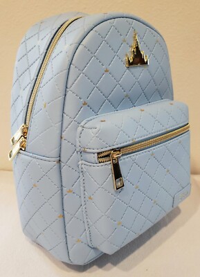 New Loungefly Disney Cinderella Castle Quilted Blue Mini  display picture 1