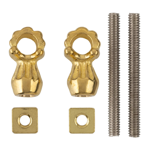 Fancy Brass Eye Bolts with Nuts for Bail Pull Mounting - Pack of 2 - Screw Eye H - Picture 3 of 12