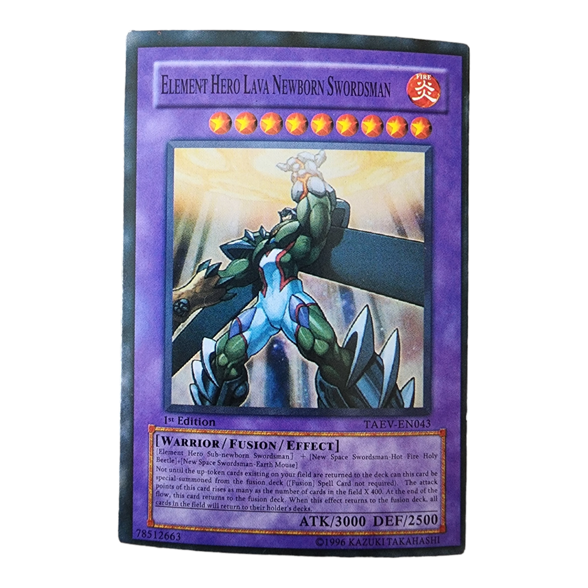 Element Hero Lave Newborn Swordsman 1996 1st Edition ATK/3000 DEF