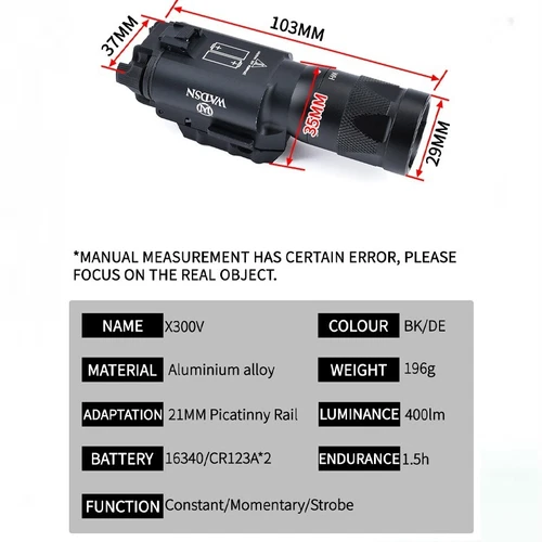 WADSN X300V白光武器手电筒金属LED手枪童子军手电筒 - 第 5 张/共 16 张