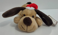 Vintage Russ Berrie Scrunchies Collection Santa Puppy Dog 6" Plush