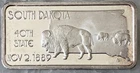 Vintage 1 Troy Oz .999 Silver Bullion SOUTH DAKOTA 40th State BAR Hamilton Mint