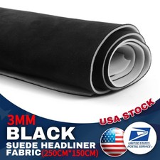 98"x60" Black Suede Headliner Fabric Foam Back Roof Repair Upholstery Material