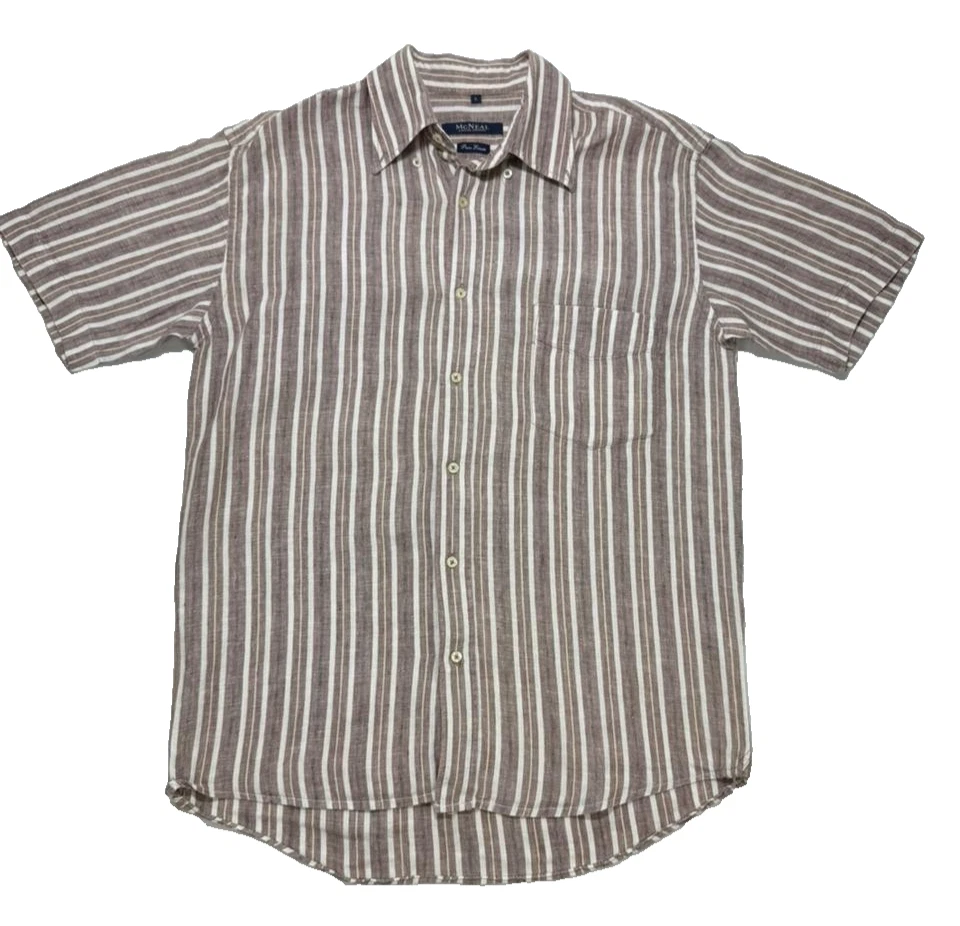 Mcneal Linen Shirt Men Stripe Short Sleeve | Size: L
Opens in a new window or tab