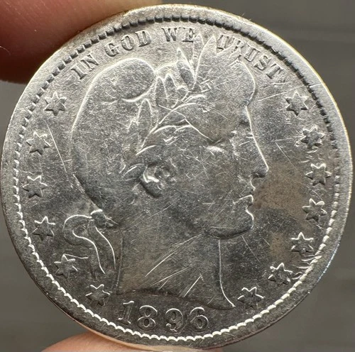 1896-O Barber Quarter VG Detail RARE DATE GREAT DEAL
