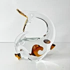 Vintage Murano Art Glass Fish Figurine Paperweight w/ Sticker Italy Gold Trim