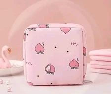 Women Sanitary Napkin Tampon Storage Bag Portable Waterproof Organizer - Peaches