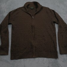 Eddie Bauer Sweater Womens Large Brown Knit Full Zip Outdoor Casual Y2K