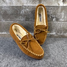 Minnetonka  Brown  3502 Leather w/ Pile Lined Faux Fur Moccasin Womens 8M