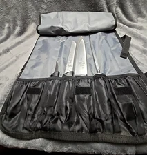 Mercer Culinary Chef Knives German Steel  & Stainless Sharping Rod Bag Lot of 4