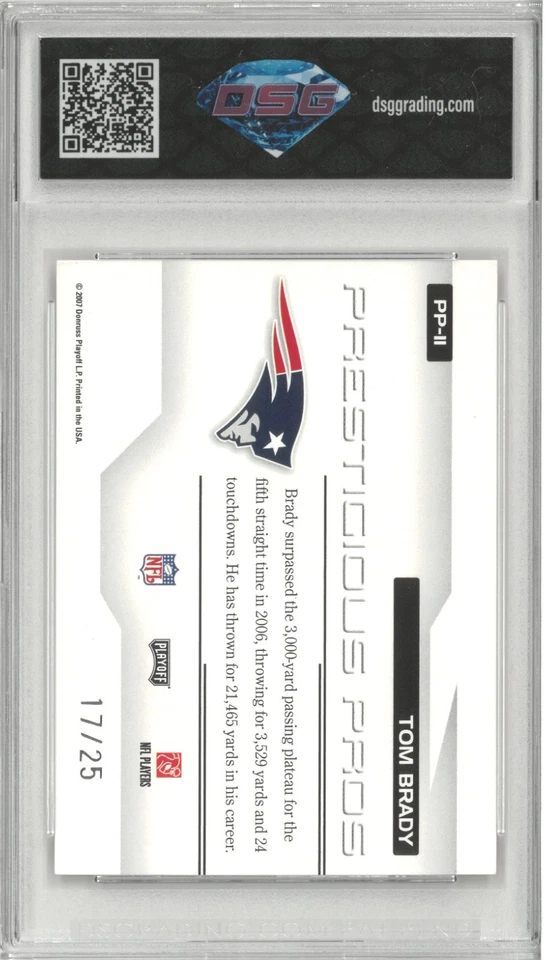 Playoff Prestige 2007 Tom Brady Prestigious Pros Gold/25💎DSG 8 casi nuevo/como nuevo Foto 2 de 2
