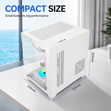 Computer PC Case ATX M-ATX ITX Small Tower Tempered Glass High Airflow White 2