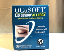OCuSOFT Lid Scrub Allergy Eyelid Cleanser 30CT Exp. 08/2027