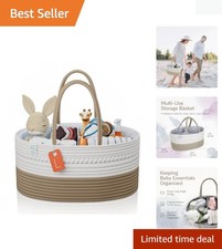 Elegant Baby Caddy Organizer: Large Gray Diaper Storage Basket with Handle