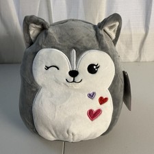 Squishmallows Heidi Husky 8  Plush NWT Kellytoy 2021 Valentine Hearts Winking
