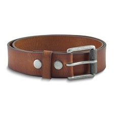 Tan Tumbled Cowhide Leather Silver-tone Buckle Belt Size 36