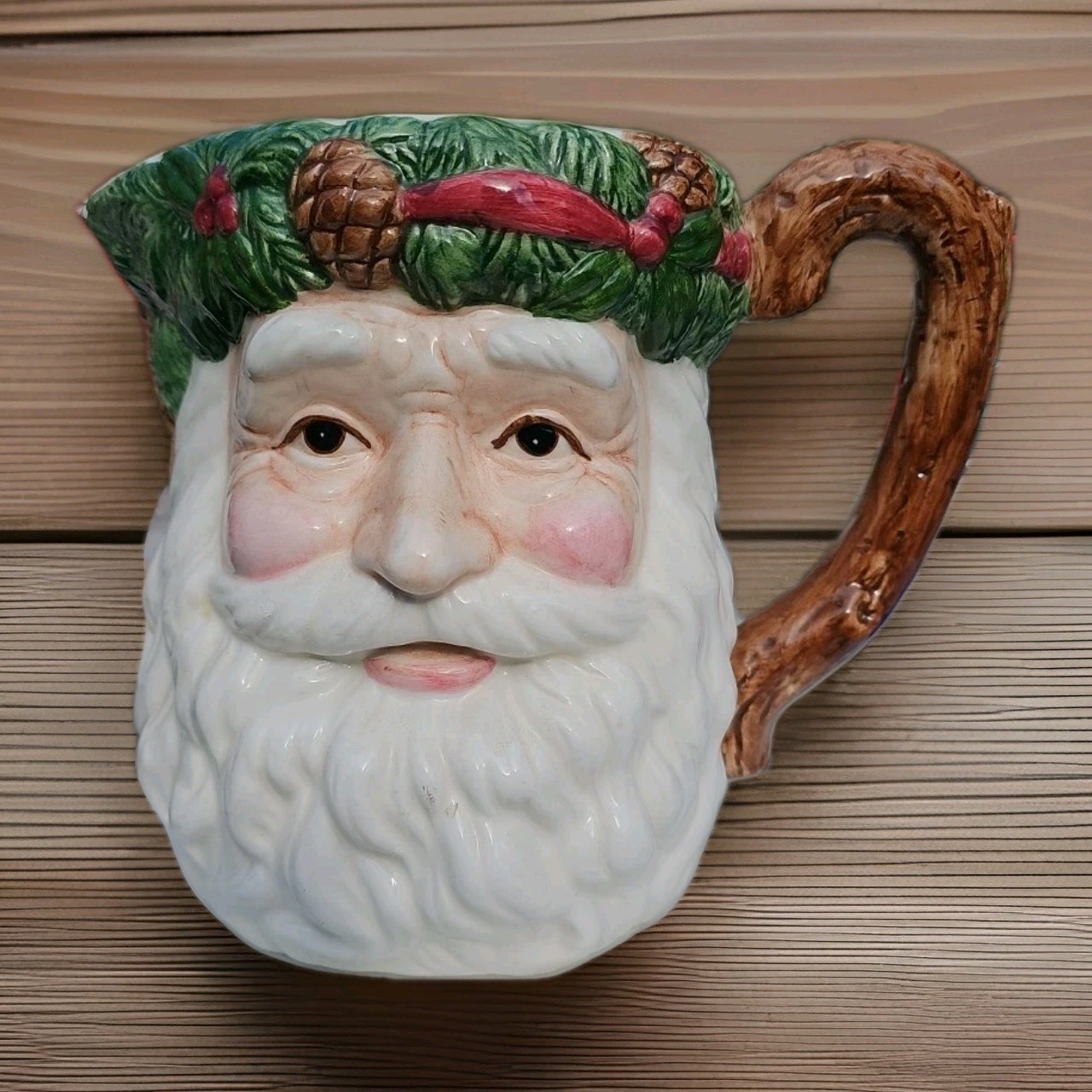 Nantucket Vintage Ceramic 8” Pitcher Santa Father Christmas Large