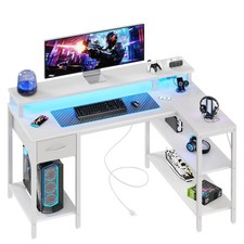 L Shaped Desk With Power Outlet, 47/53 Inches