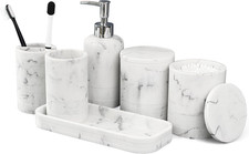 6-Piece Bathroom Accessories Set, Organizer Set with Soap Dispenser, Toothbrush