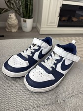 Nike Court Borough Low 2 Kids Sneakers Blue/White Hook Loop US Size 1Y