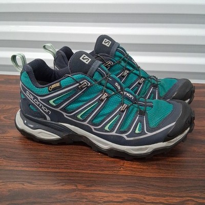 Salomon Hiking Run Trail Turquoise X-Ultra Goretex Shoes Womens Sz 7.5
