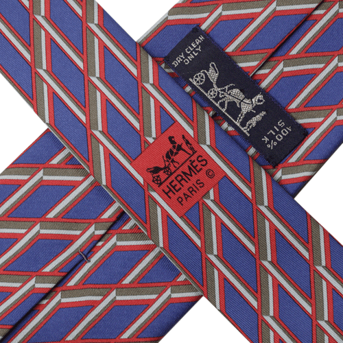100% Auth HERMES TIE Silk Mens SKINNY GEOMETRIC Pattern 5458 - Foto 2 di 4