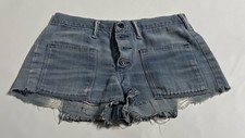 Vintage 70s Wrangler USA 29 Patchwork Cutoff Denim Blue Jeans Shirts Distressed